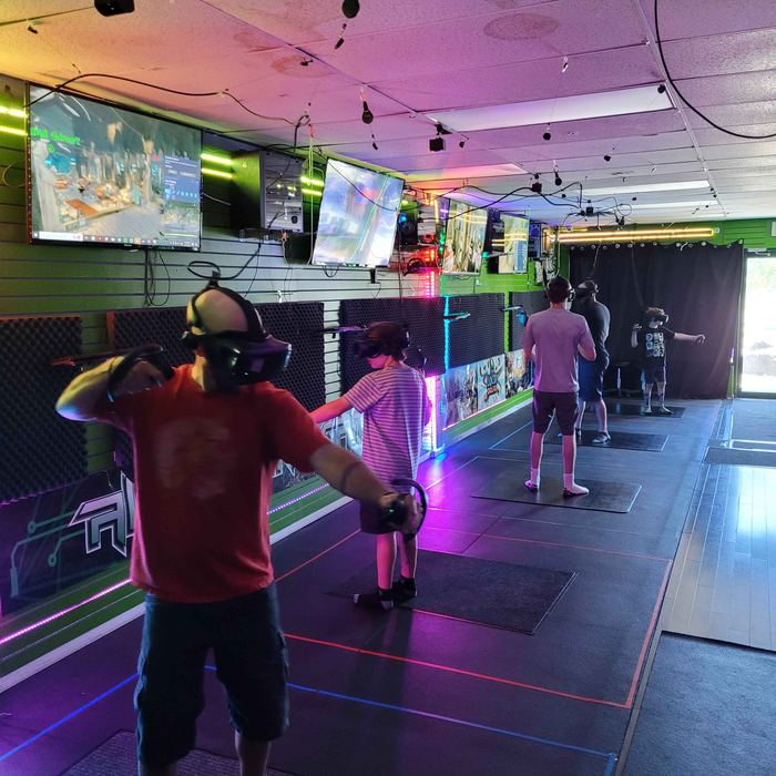Kids playing VR games at a Kamloops birthday party